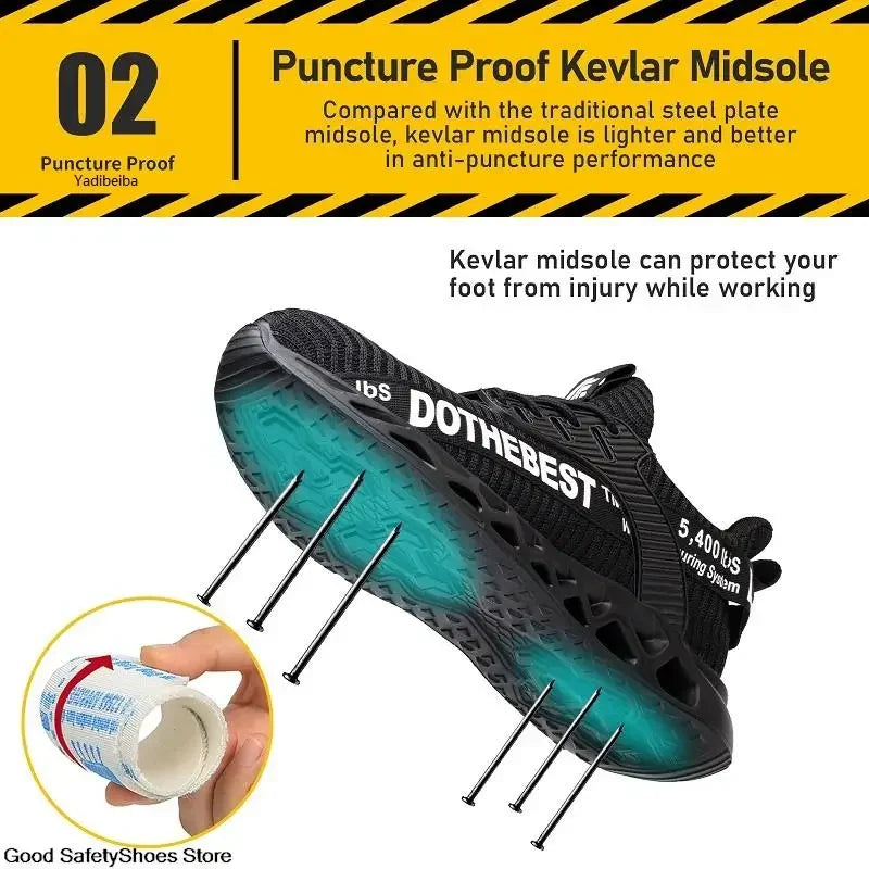 Steel Toe Safety Work Shoes – Lightweight Anti-Smash Anti-Puncture Protective Sneakers for Men & Women