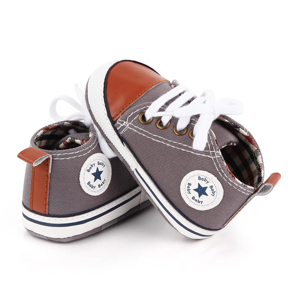 Baby Toddler Canvas Sneakers – Non-Slip Soft Sole First Walker Shoes for Boys & Girls