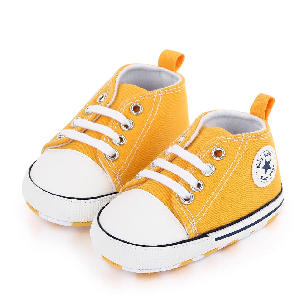 Baby Toddler Canvas Sneakers – Non-Slip Soft Sole First Walker Shoes for Boys & Girls