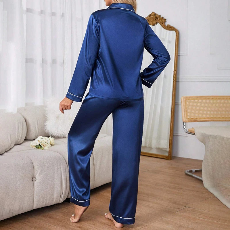 Satin Long-Sleeve Pajama Set