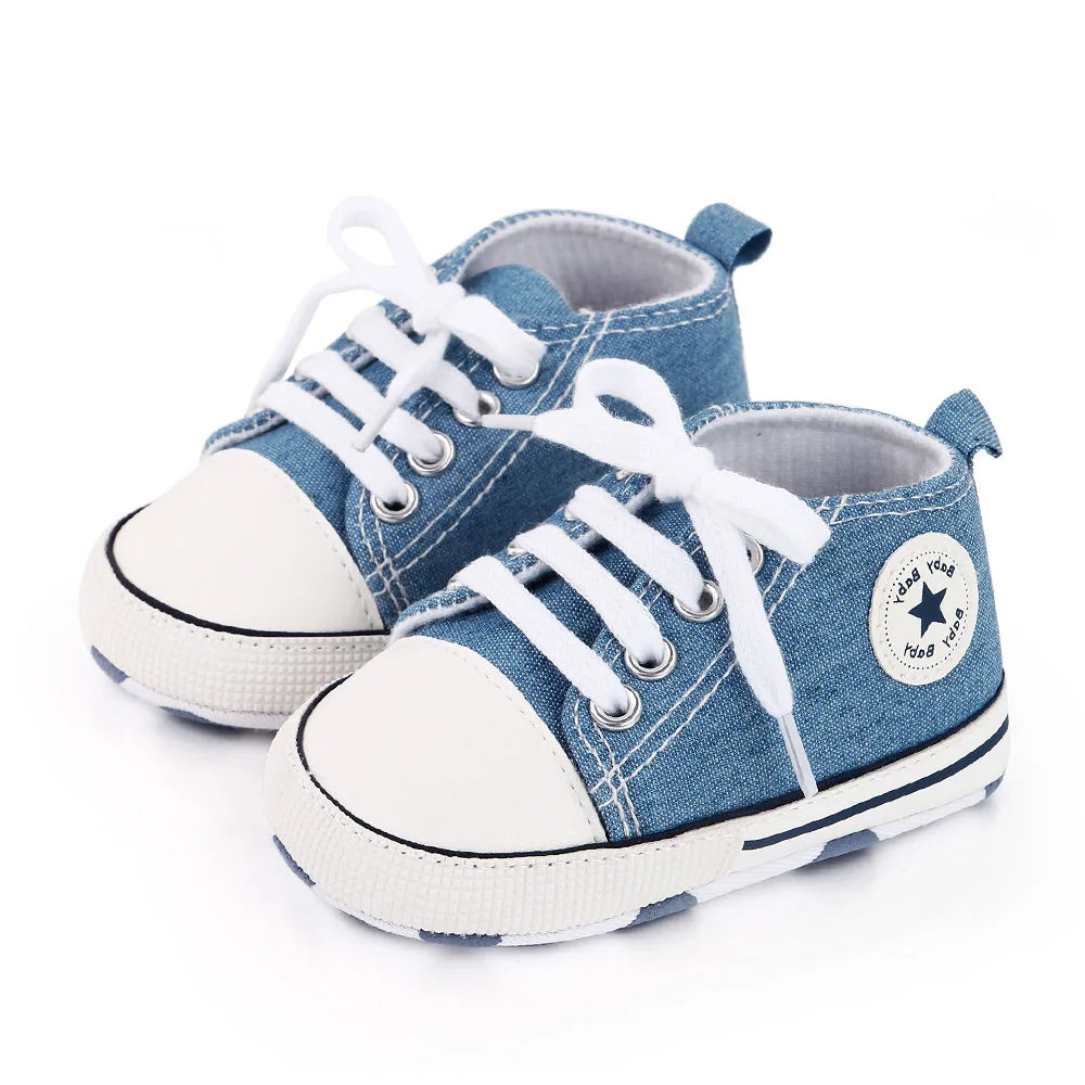 Baby Toddler Canvas Sneakers – Non-Slip Soft Sole First Walker Shoes for Boys & Girls