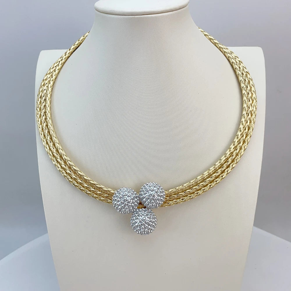 Close-up of elegant necklace and ring from jewelry set