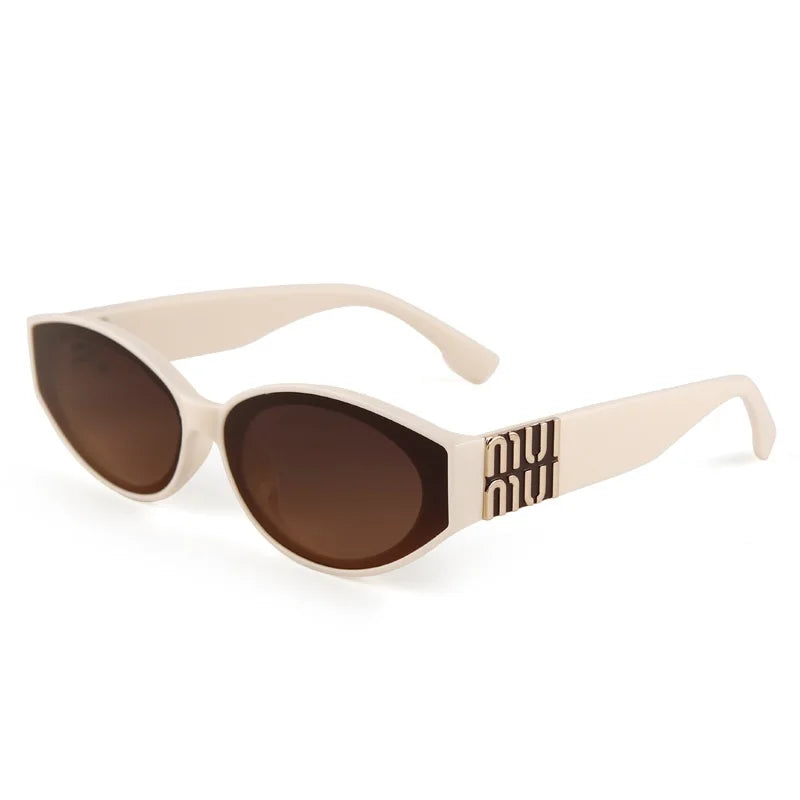 Oval sunglasses side angle showing polycarbonate frame