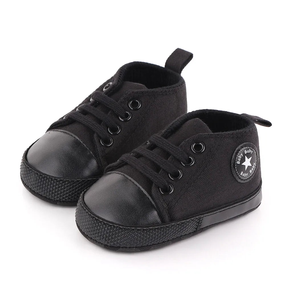 Baby Toddler Canvas Sneakers – Non-Slip Soft Sole First Walker Shoes for Boys & Girls