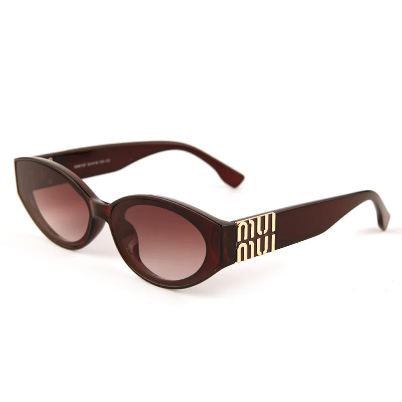 Close-up of oval sunglasses gradient lens