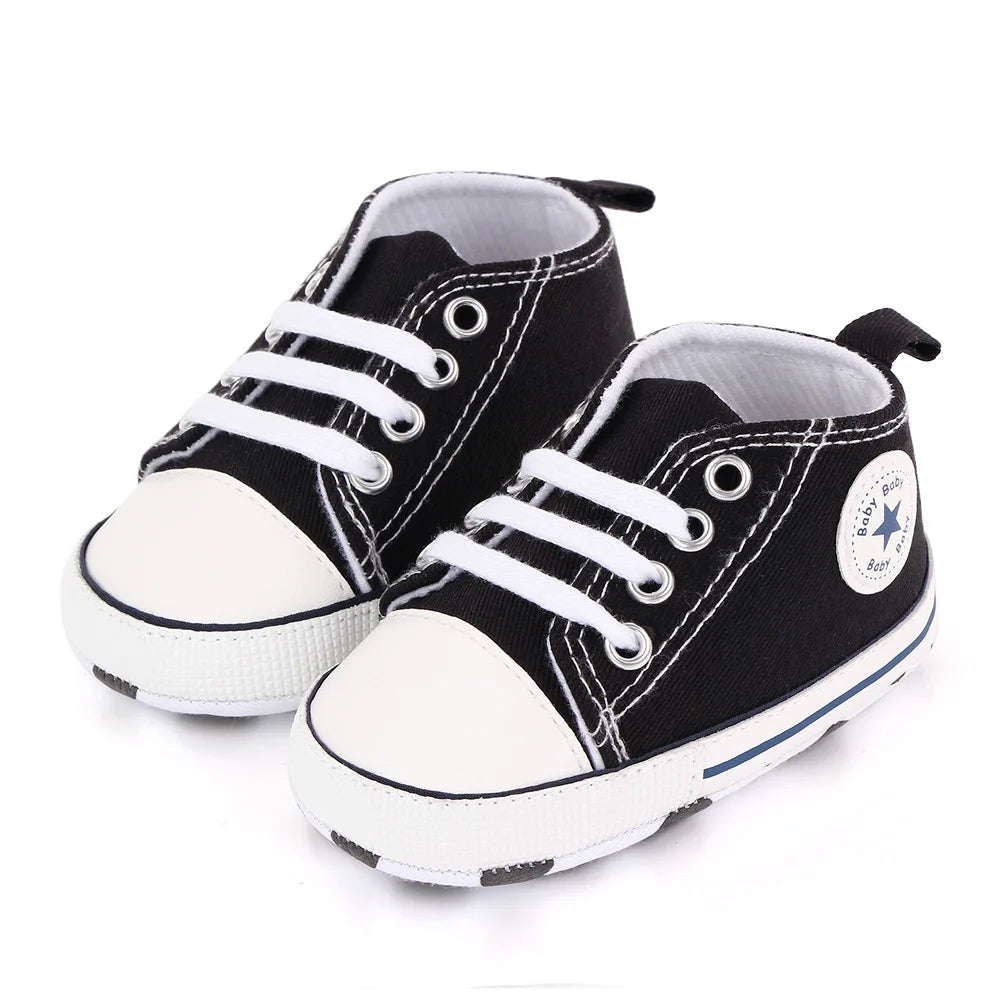 Baby Toddler Canvas Sneakers – Non-Slip Soft Sole First Walker Shoes for Boys & Girls
