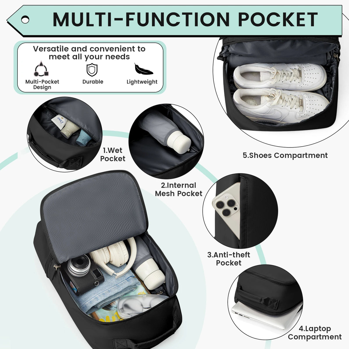 Sports backpack interior showing compartments