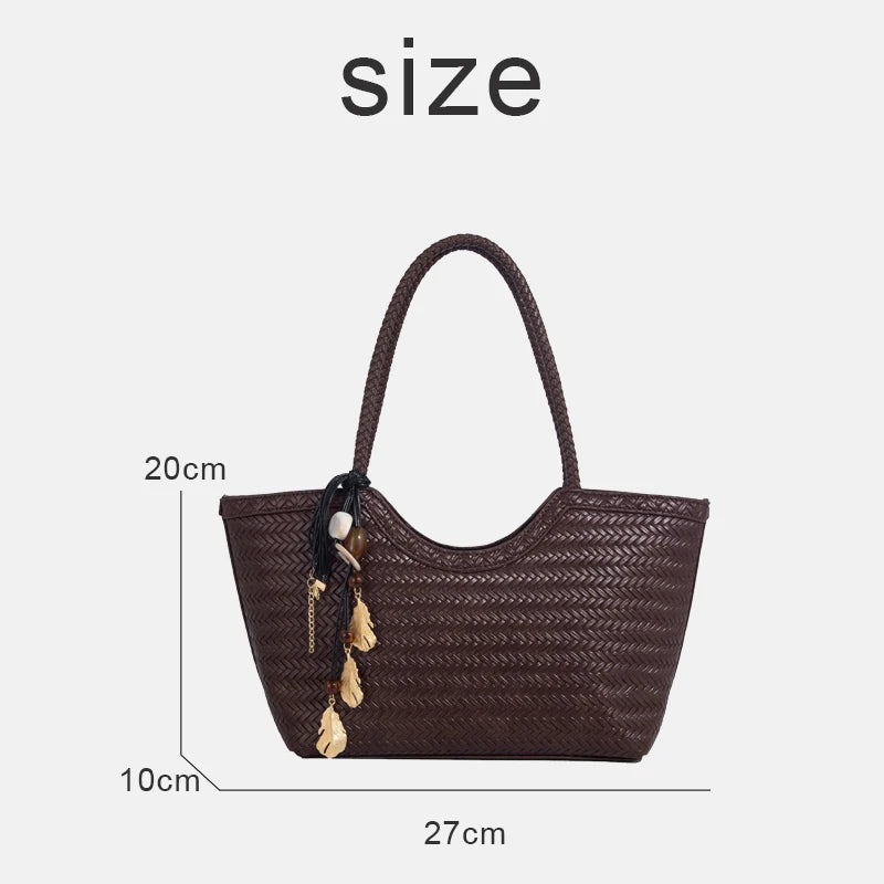 Woven tote bag showing embossed texture detail