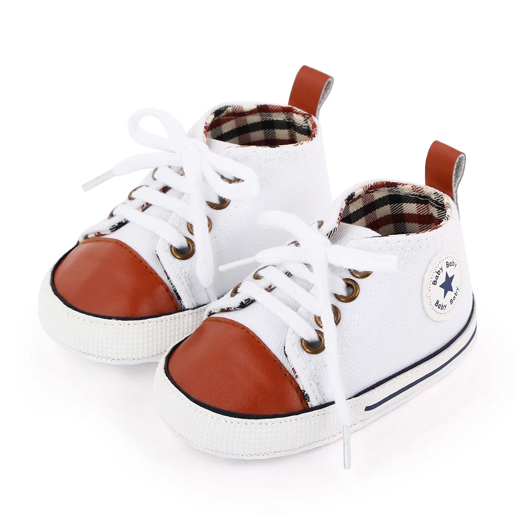 Baby Toddler Canvas Sneakers – Non-Slip Soft Sole First Walker Shoes for Boys & Girls