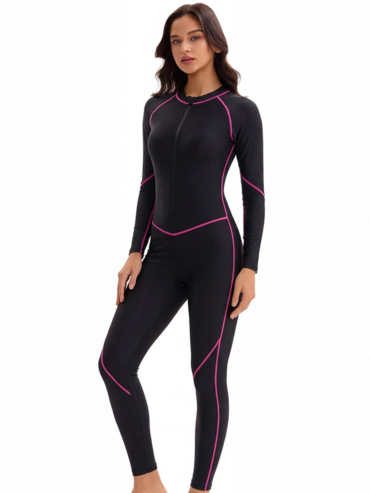Long-Sleeve Zip Swimsuit – Full Coverage Surf Suit