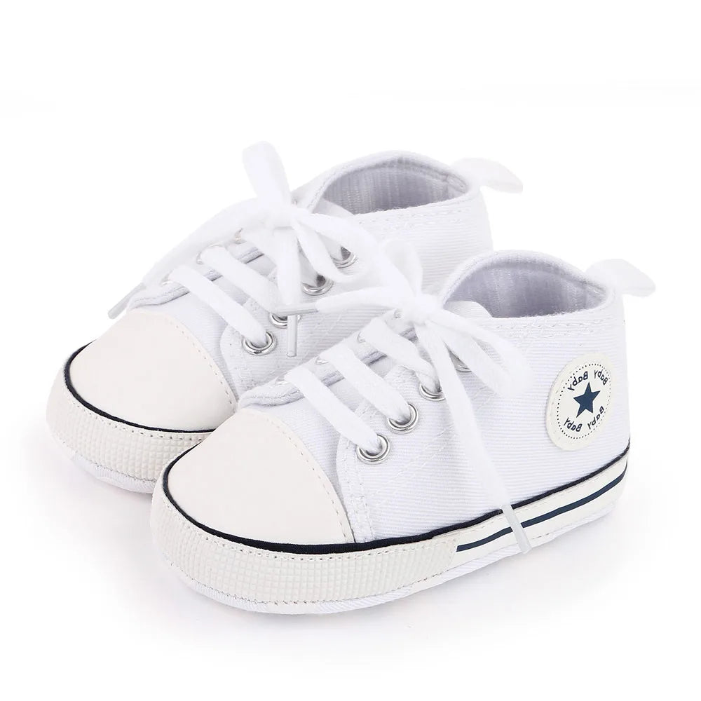 Baby Toddler Canvas Sneakers – Non-Slip Soft Sole First Walker Shoes for Boys & Girls