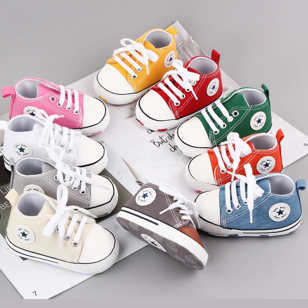 Baby Toddler Canvas Sneakers – Non-Slip Soft Sole First Walker Shoes for Boys & Girls