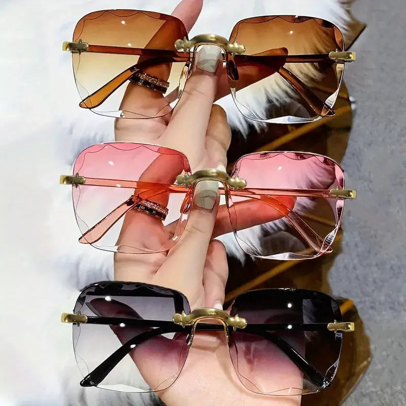 Square rimless sunglasses front view