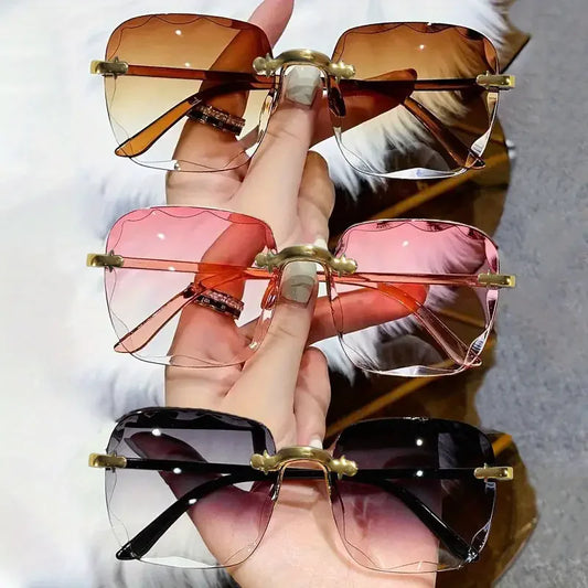 Square rimless sunglasses front view