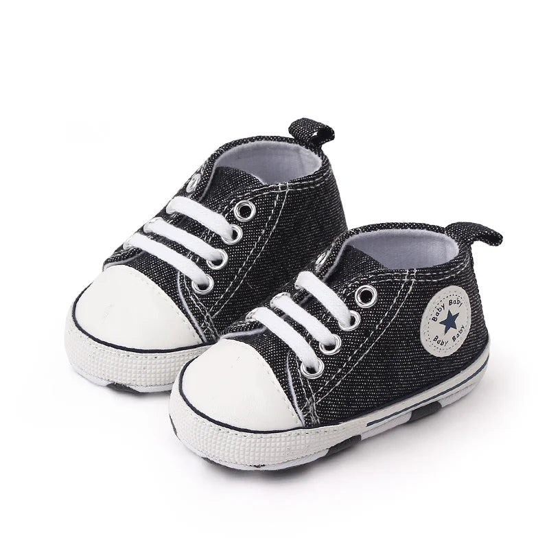 Baby Toddler Canvas Sneakers – Non-Slip Soft Sole First Walker Shoes for Boys & Girls