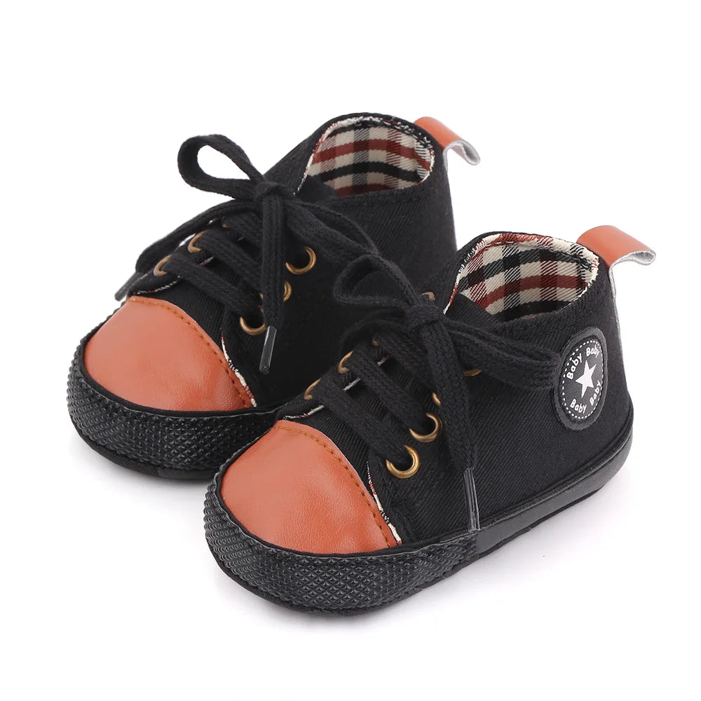 Baby Toddler Canvas Sneakers – Non-Slip Soft Sole First Walker Shoes for Boys & Girls