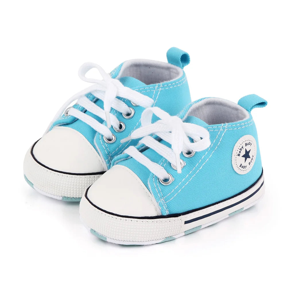 Baby Toddler Canvas Sneakers – Non-Slip Soft Sole First Walker Shoes for Boys & Girls