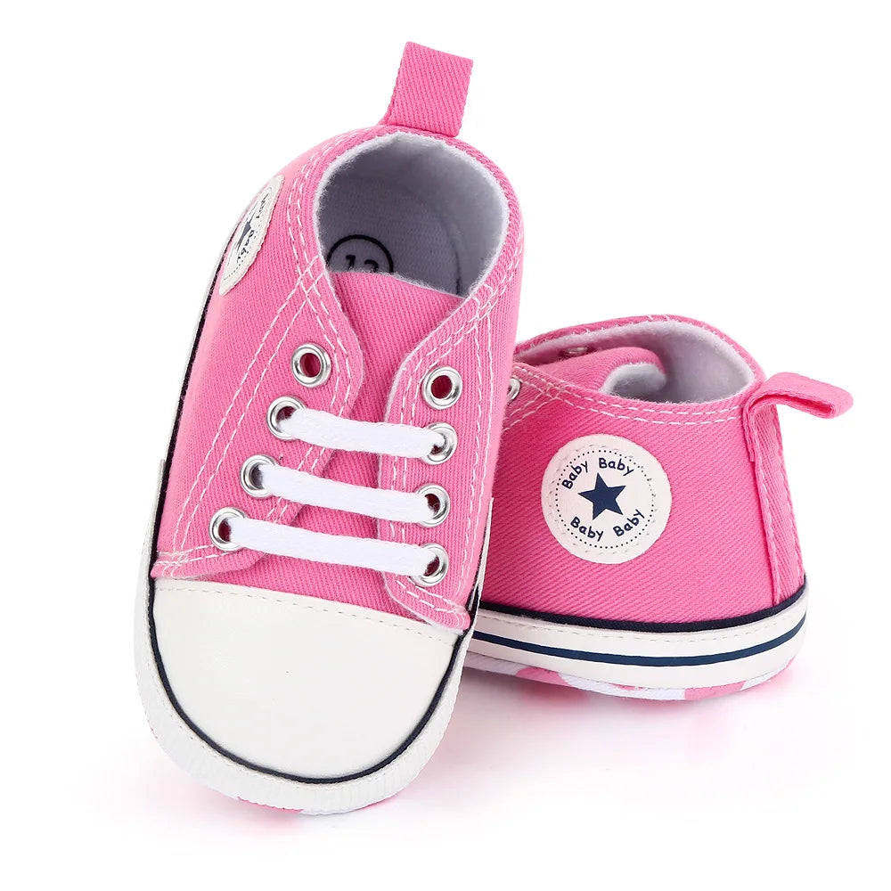 Baby Toddler Canvas Sneakers – Non-Slip Soft Sole First Walker Shoes for Boys & Girls